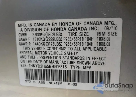 2011 Acura Mdx Technology Package из США, поврежденный, VIN 2HNYD2H65BH506315